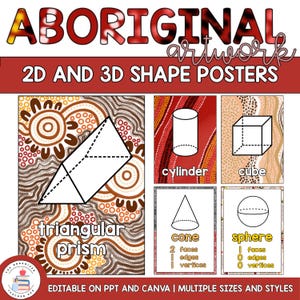 Aboriginal Artwork 2D and 3D Shape Properties Posters | Mathematics Visual Supports | Editable PPT + Canva