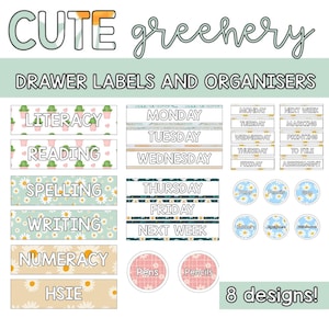 Editable Drawer, Tray & Desk Labels | Cute Greenery Themed Pack | Printable Classroom Decor | Visual Displays