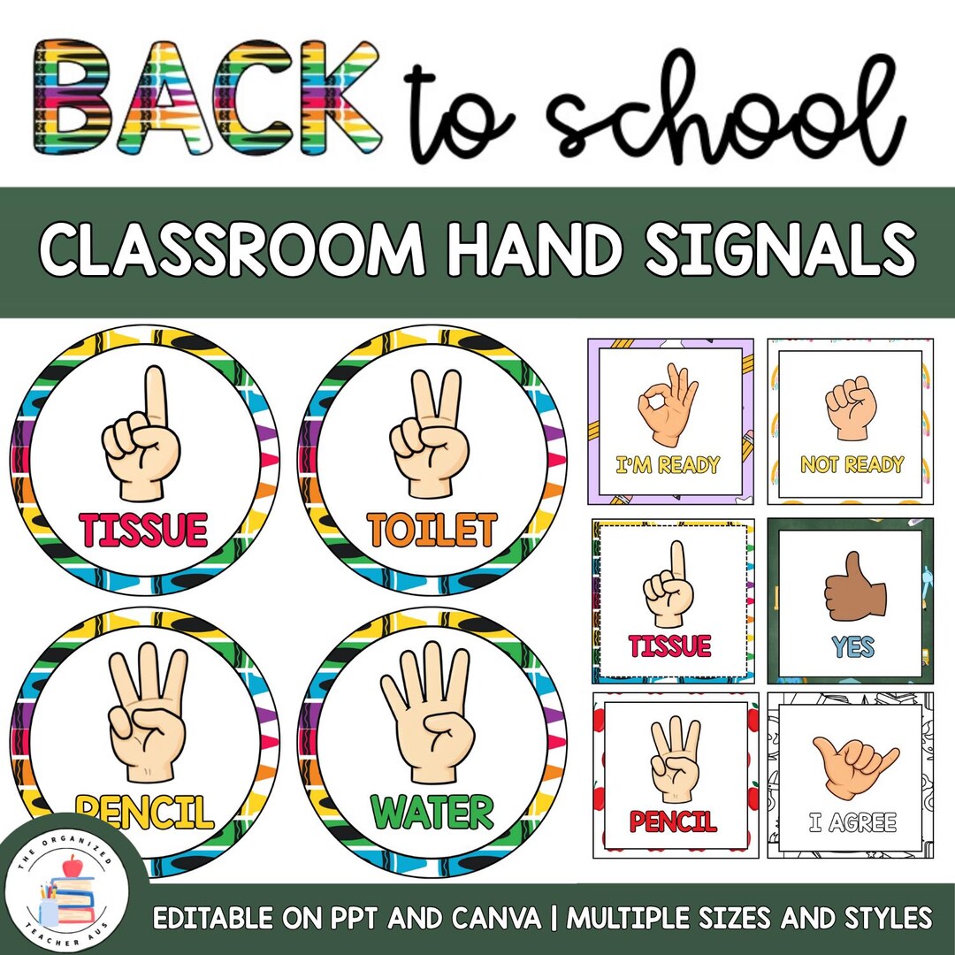 Back to School Editable Hand Signals Posters | Classroom Management ...