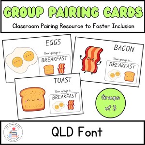 Police QLD | Groupes de 3 cartes de jumelage d'organisation | Cartes de partenariat pour le travail en groupe | Gestion de classe et inclusivité