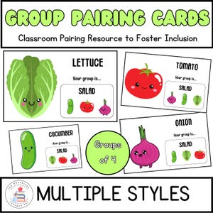 Groupes de 4 cartes de jumelage d'organisation | Cartes de partenariat pour le travail en groupe | Gestion de classe et inclusivité