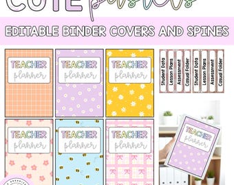 Editable Binder Labels and Spine Labels | Cute Pastels Themed Decor | Classroom Organisation | Folder Covers
