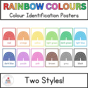 Rainbow Themed Color/Colour Identification Posters | Rainbow Classroom Decor
