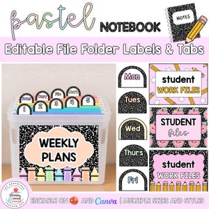 Editable Hanging File Folder Tabs & Labels | Student Data and Planning | Assessment Box Labels | Teacher Organisation | Soft Muted Gingham