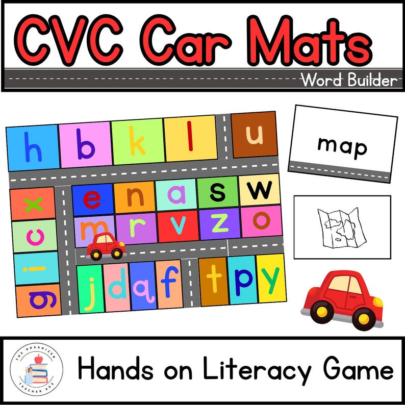 CVC Word Building Car Track Mats | Phonics and Early Reading Game ...