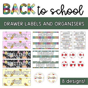 Editable Drawer, Tray & Desk Labels | Back to School Themed Pack | Printable Classroom Decor | Visual Displays