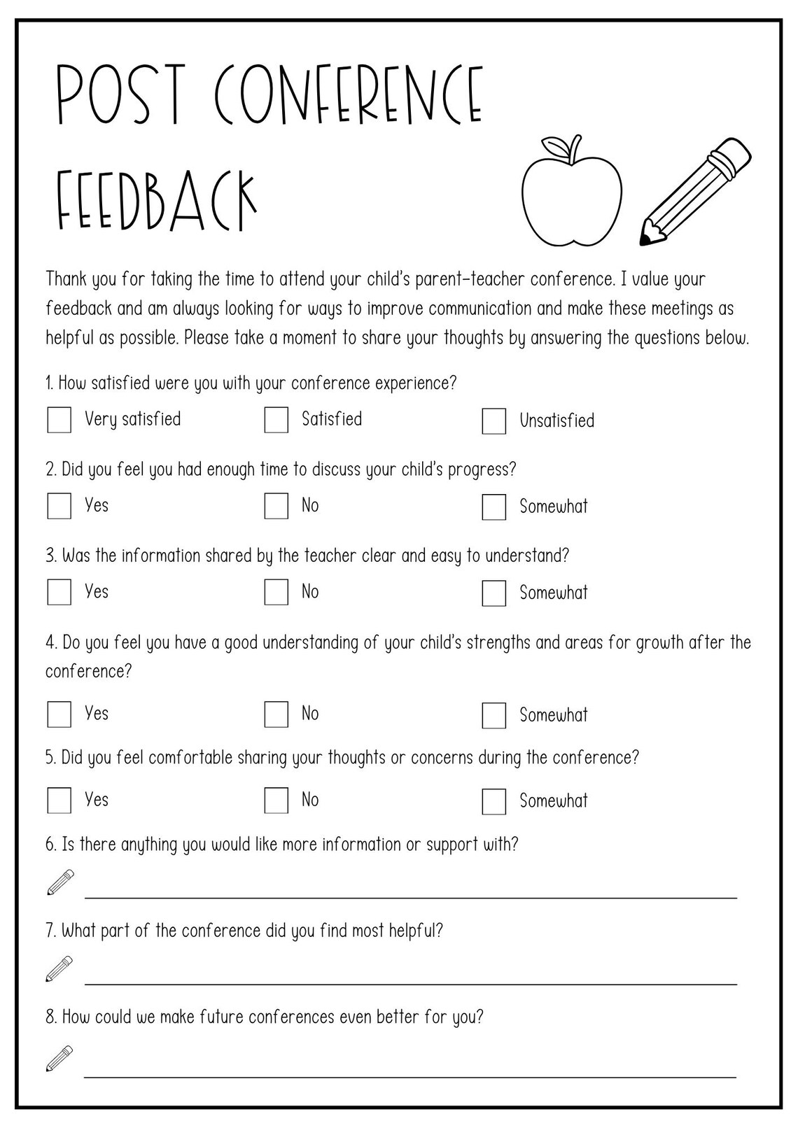 Editable Parent-teacher Conference Toolkit | Printable Forms, Templates ...