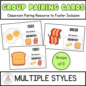 Groupes de 3 cartes de jumelage d'organisation | Cartes de partenariat pour le travail en groupe | Gestion de classe et inclusivité