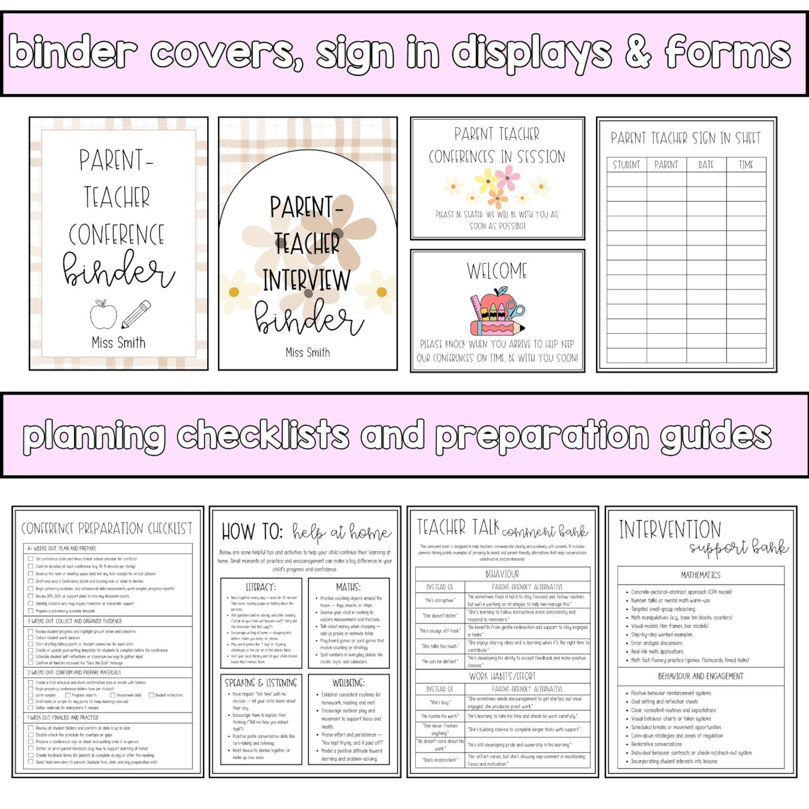 Editable Parent-teacher Conference Toolkit | Printable Forms, Templates ...