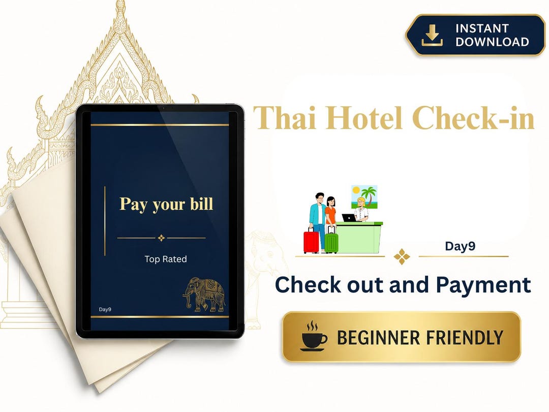Thai Hotel Check Out Poster Payment and Departure Phrases Day 9 - Etsy