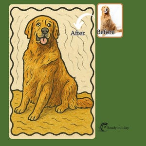 Turn Your Pet Photo into Ugly Wavy Autumn Art – Custom Cartoon Portrait, Printable Digital Download, Funny Animal Gift Idea