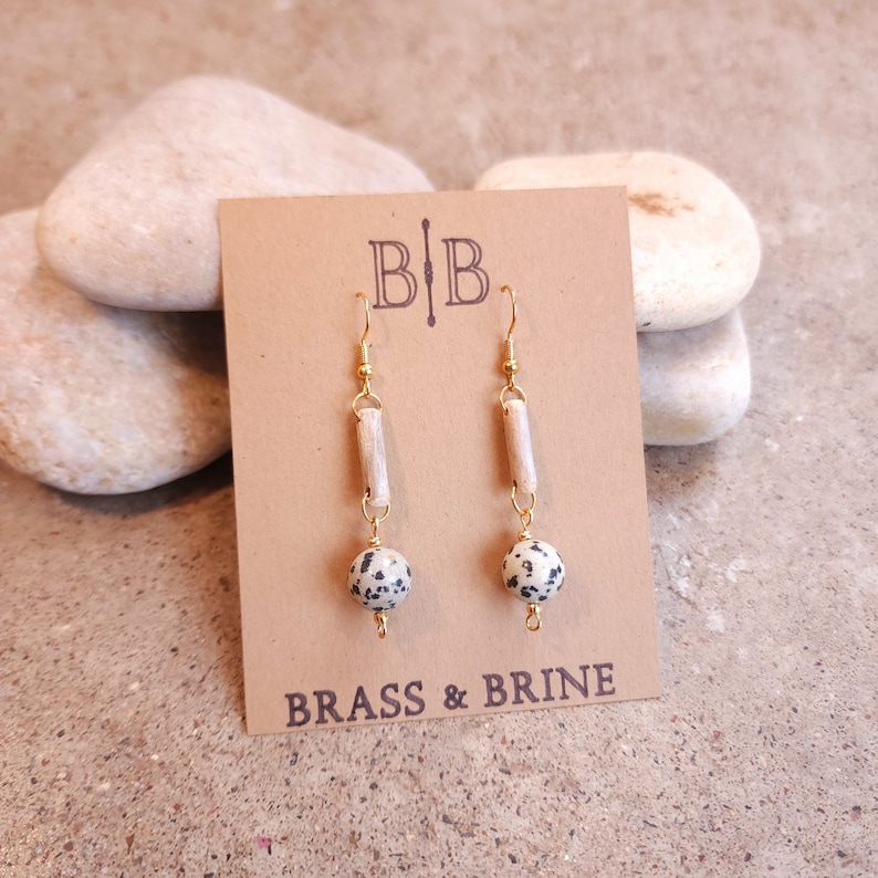 Wood Dalmatian Mixed Print Earrings main image 1