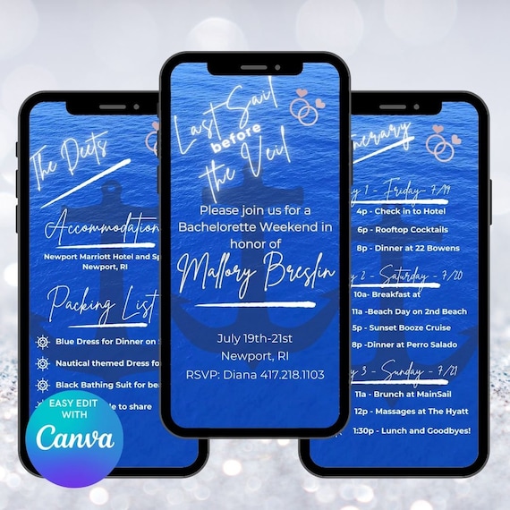 Last Sail Bachelorette Party Invite: Nautical Digital Evite (Canva Template)