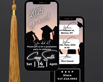 Editable Graduation Party Invitation: Digital Video Invite