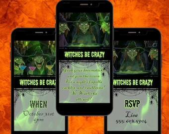 Witches Be Crazy Halloween Party Invite (Digital Evite)
