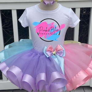 Traje de tutú de colores pastel / Traje de tutú personalizado / Conjunto de regalo de cumpleaños para niña / Traje personalizado de cualquier tema / Camisa personalizada