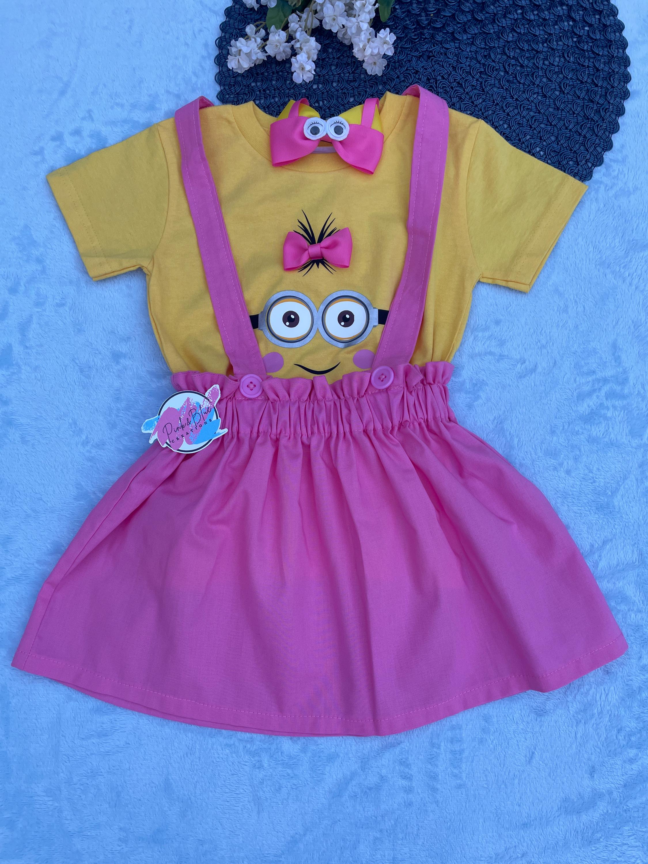strapless open back dress Twirl in Minion Style: Despicable Me 4 Always Popping Girls' Bamboo Short  Sleeve Dress