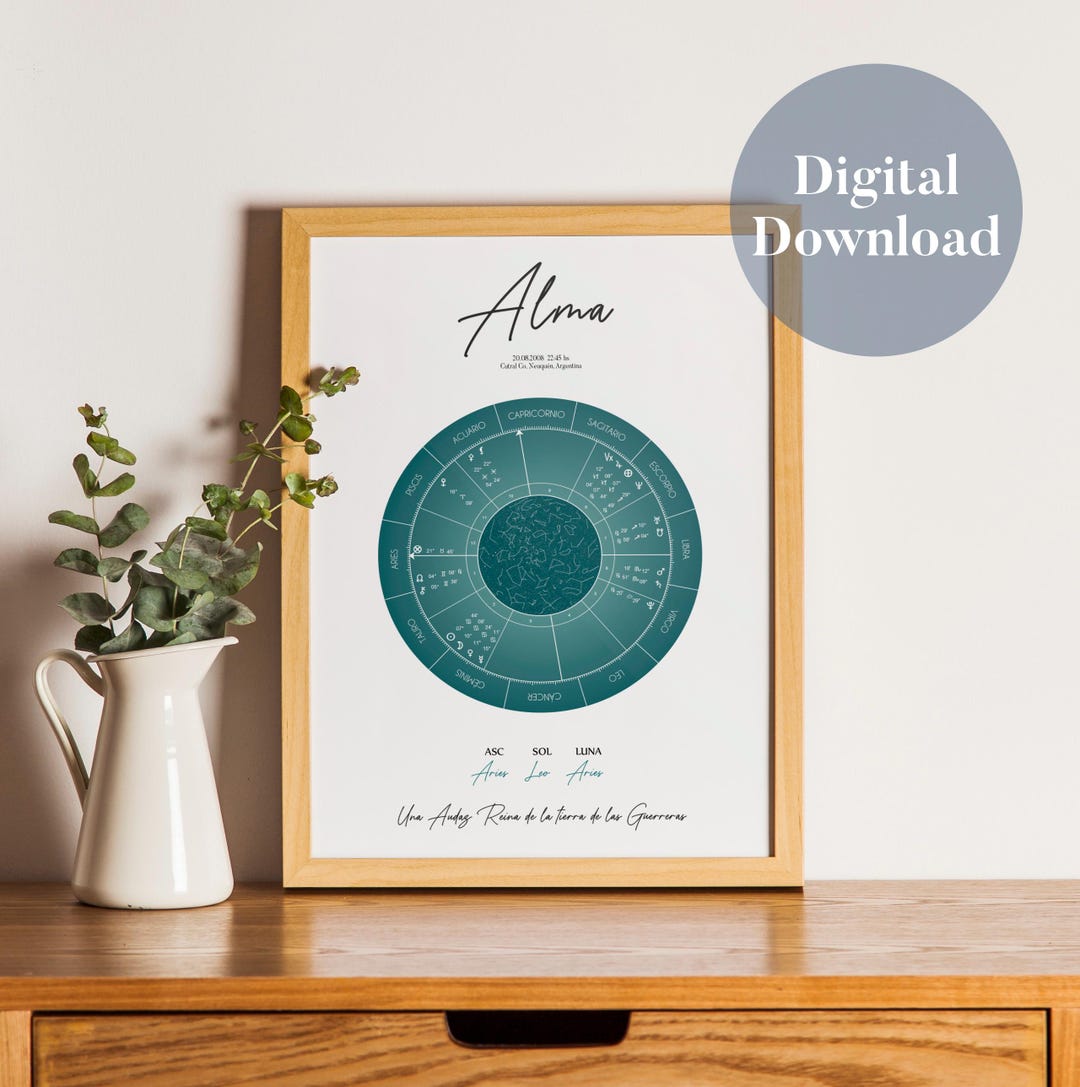 Personalized Digital Natal Astral Chart Downloadable Printable With ...