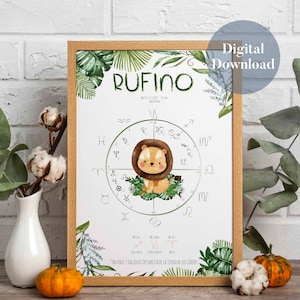 Personalized Natal Astral Chart Digital Downloadable Printable Birthday Gift Kids Baby Newborn Baby Shower Baptism Art Designs
