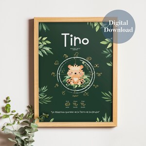 Personalized Natal Astral Chart Digital Downloadable Printable Gift for Children Baby Newborns Birthday Baptism Wall Art Deco Designs