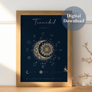 Carta Astral Natal Personalizada Digital Descargable Imprimible Original Regalo Cumpleaños Aniversario Compromiso Mandala Yoga Buda Luna Sol