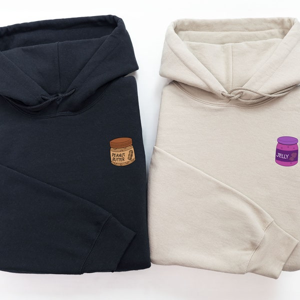 Sweat-shirt pour couple sweats à capuche PB & J assortis pour couple chemise de famille beurre de cacahuète et gelée joli pull de couple cadeau pour anniversaire