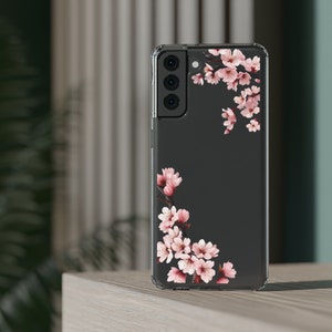 Clear Cherry Blossom Phone Case, Japanese Pink Flower Phone Case, Flower Aesthetic Case, Delicate Coquette Case, For Samsung S23 S22 S21