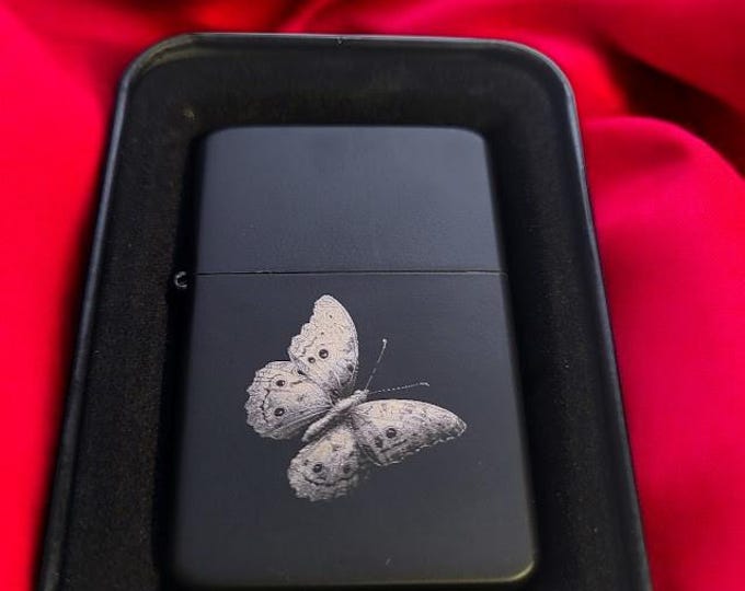 Custom Engraved Black Lighter | Personalized Flip Top Metal Lighter | Laser Etched Photo or Logo | Anniversary Gift