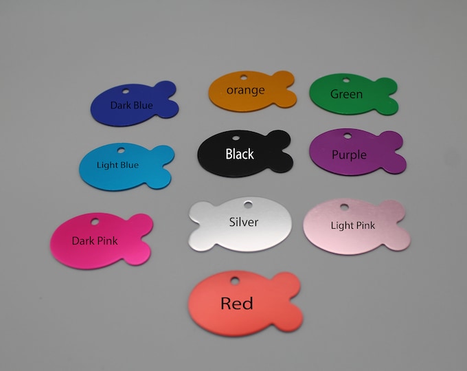 Custom Engraved Pet ID Tag | Personalized Aluminum Backpack Tag & Luggage Charm | Fish Style | Laser Etched ID