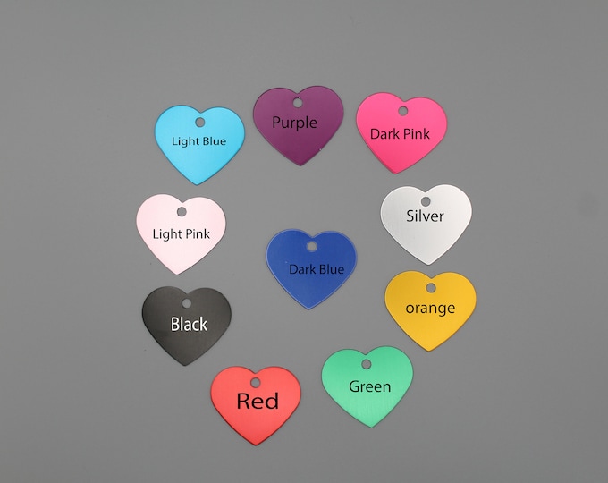 Custom Engraved Pet ID Tag | Personalized Aluminum Backpack Tag & Luggage Charm | Heart Style | Laser Etched ID