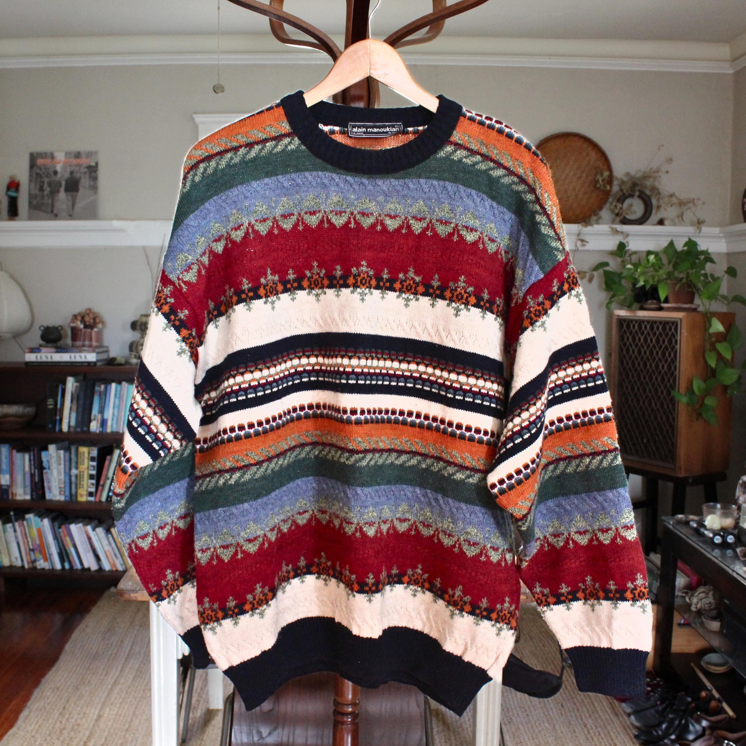 Alain Manoukian 90s Vintage Multicolor Wool Sweater, Size M - Etsy