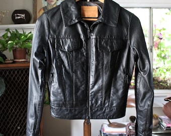 Vintage 80s Levi's White Tab Brown Leather Type 3 Trucker Jacket