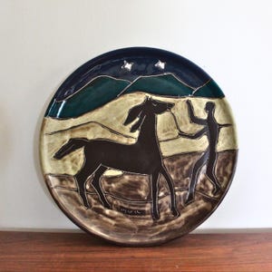 Mara Mexico Stoneware Plate – Horse Design – Signed Wall Art or Platter