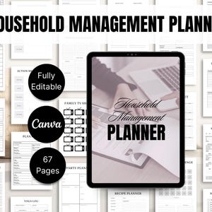 Home Management Binder, Household Planner, Yearly Monthly Week All In One Planner, Household Binder, Household Management Printable Template