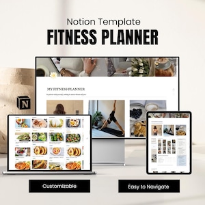 Fitness Planner Notion, Fitness Notion Template for Workout Tracker, Meal Planner Template Notion Aesthetic, Workout Planner Fitness Journal
