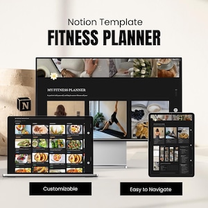 Fitness Planner Notion, Meal Planner Template Notion Aesthetic, Workout Planner Fitness Journal, Fitness Notion Template for Workout Tracker