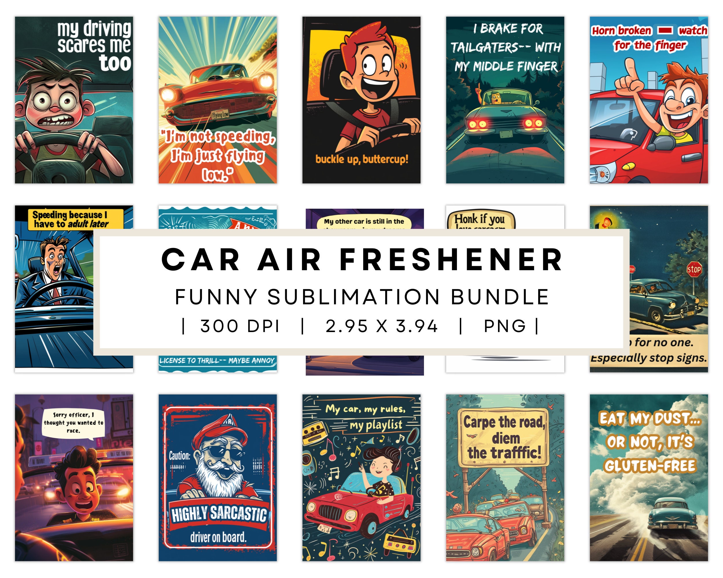 Funny Car Air Freshener Sublimation Bundle, Funny Air Freshener