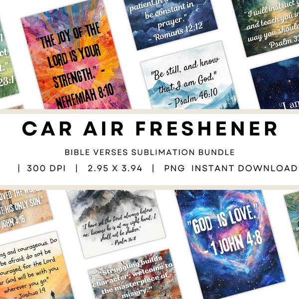 Bible Verse Air Freshener Car Sublimation Designs Bundle Christian Air Freshener PNG Design, Scripture Air Freshener Design, Car Accessories