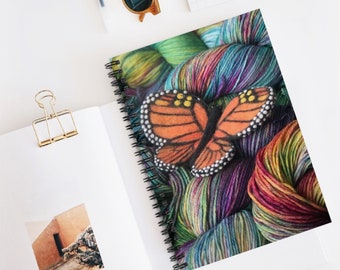 Needle Felted Monarch Spiral Notebook - Ruled Line