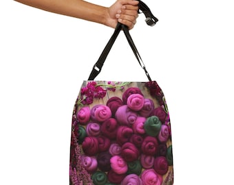 Wool and Flowers Adjustable Tote Bag