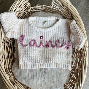 Hand embroidered knit sweater, personalized name sweater, custom hand embroidered knit sweater, chunky knit name sweater image 8
