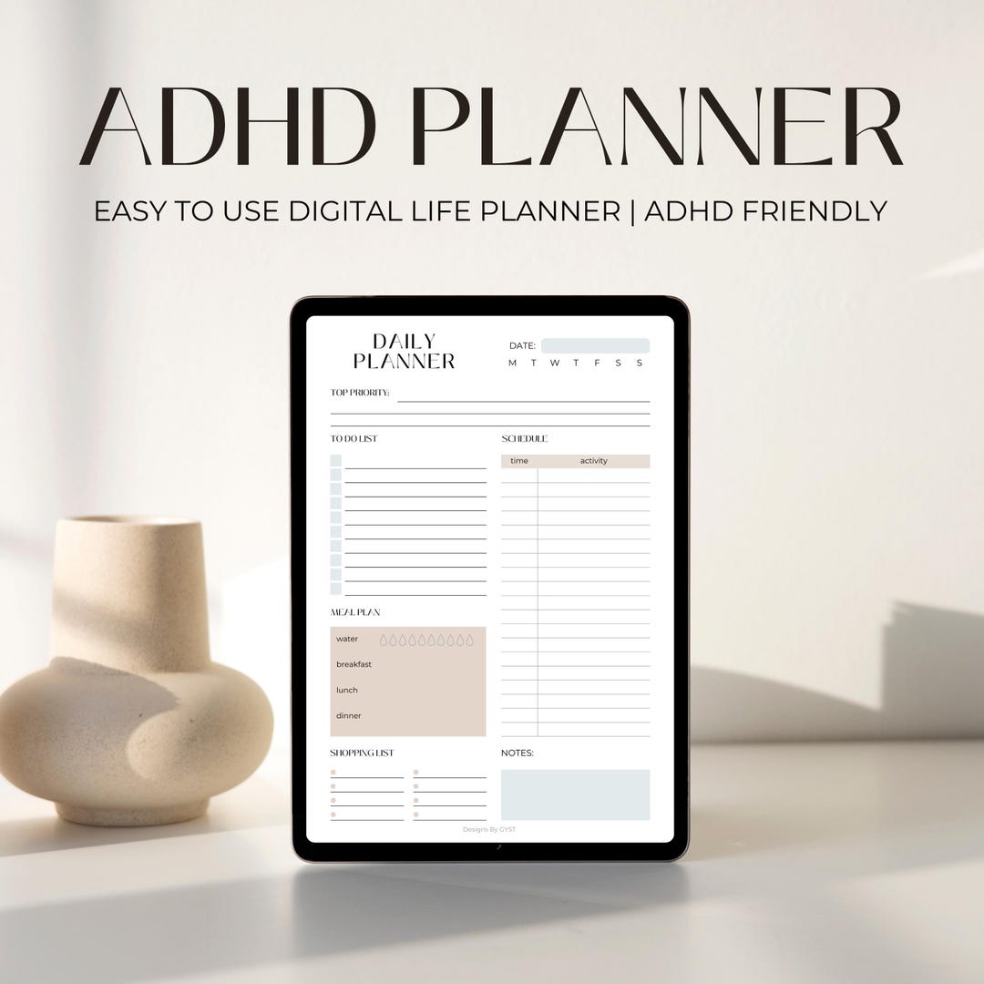 ADHD Digital Planner, ADHD Planner, iPad Planner, Adult Adhd Planner ...