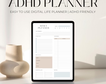 ADHD Digital Planner, ADHD Planner, iPad Planner, Adult adhd Planner, Daily, Weekly adhd Planner, Undated Digital Planner, PDF Planner