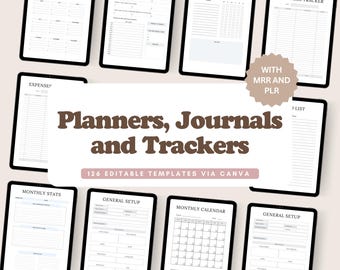 Canva Template Bundle: 126 Planners, Journals, Trackers (PLR & MRR)
