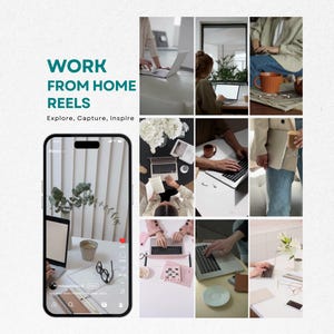 100 Work From Home Reels MRR & PLR Video Content Faceless Videos for Work From Home Aesthetic Reels Faceless Marketing Reels Home Office