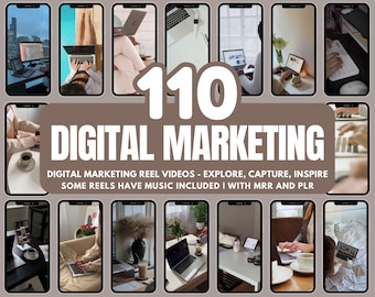 110 Digital Marketing Reels: Social Media Content (MRR & PLR) (Digital Download)