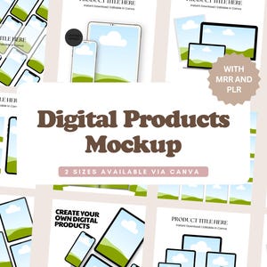 digital product mockup bundle etsy listing images mockup template canva mockup bundle digital mockups plr mrr mockup template sales scenes