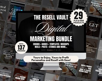 Faceless Digital Marketing Bundle: 29 PLR/MRR Products + 137 Canva Templates