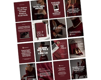 40 Editable Burgundy Instagram Templates Pinterest-Inspired Templates Burgundy Aesthetic Instagram Burgundy Social Media Manager Template