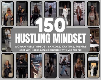 150 Hustling Mindset Woman Reels: MRR PLR Canva Videos (Digital Download)